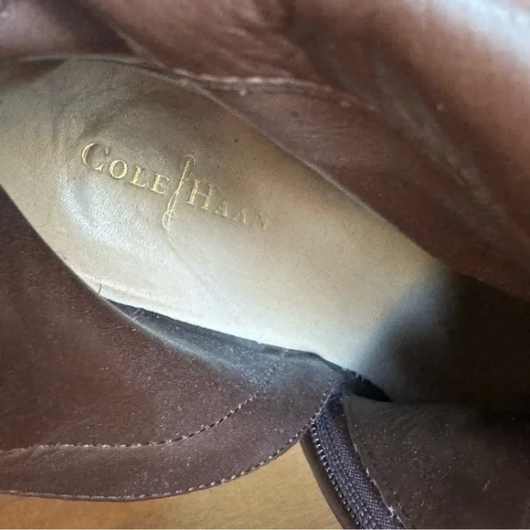 Cole Haan Knee High Boots Brown Leather Nike Air Tall Heeled Boots | Size 7 - Picture 10 of 10